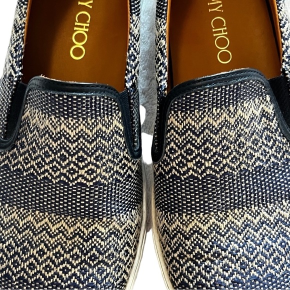 Jimmy Choo Demi Woven Skate Sneaker Navy/Marble US 10 Authentic Slip Ons Flats - Picture 14 of 15